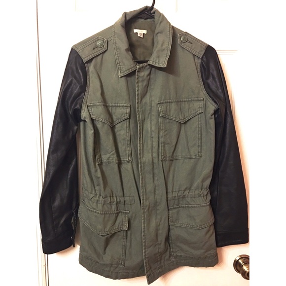 Ecote Army Green Faux Leather Jacket - Picture 2 of 5